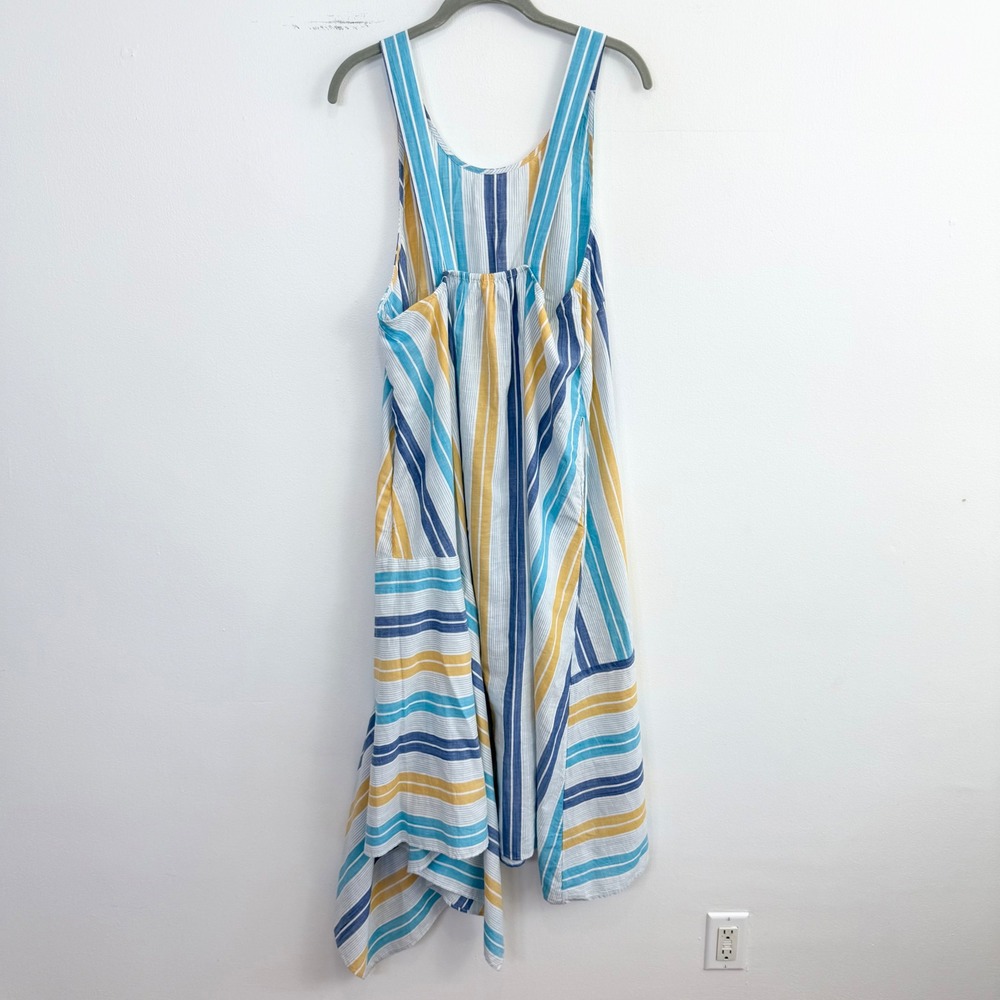 Anthropologie Awning Striped Maxi Dress Blue Yellow Size Medium - Picture 5 of 7